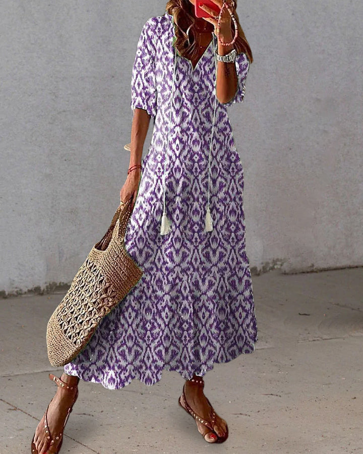 Bohemian Flowy V-Neck Maxi Dress