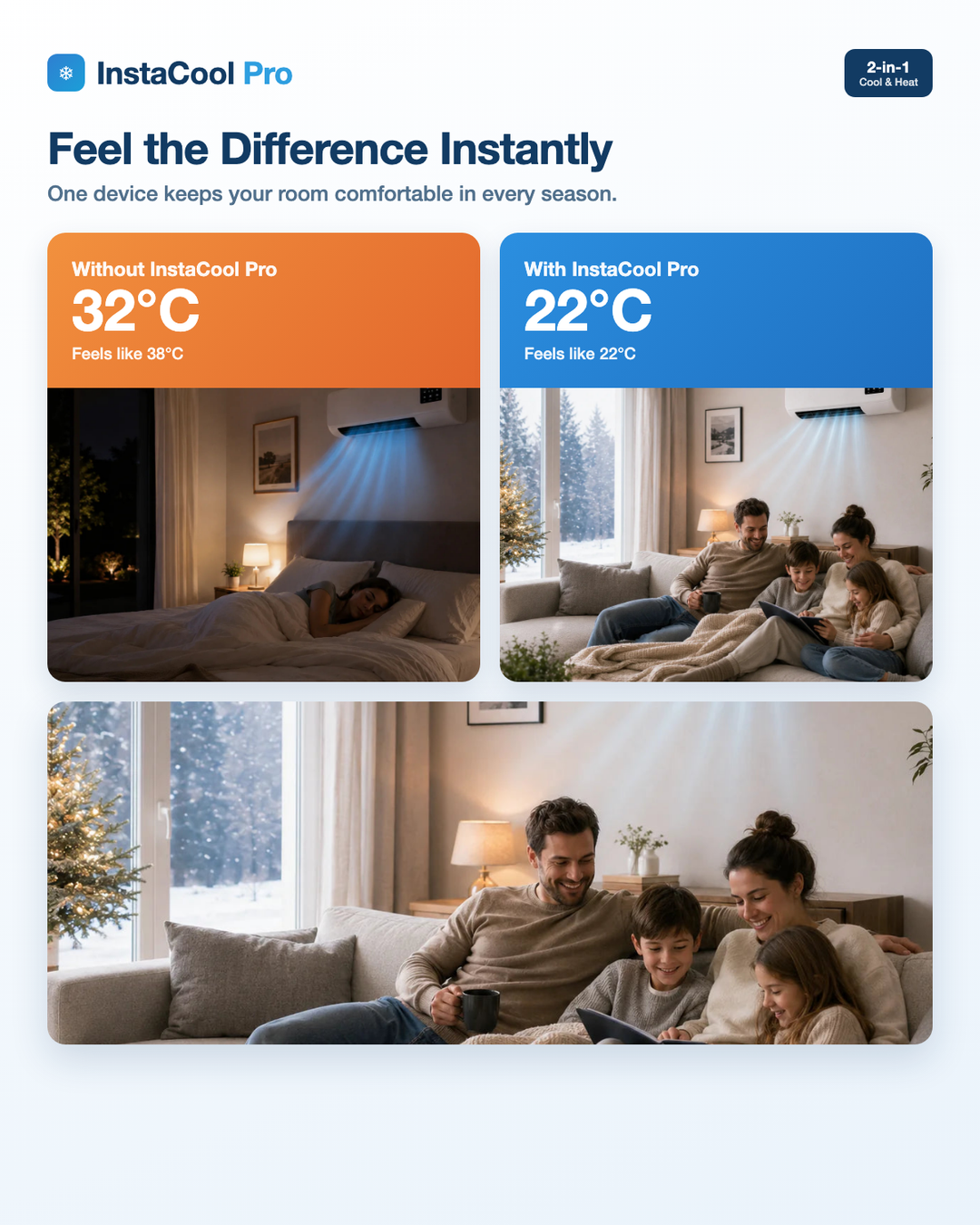 InstaCool Pro 2-in-1 Air Conditioner & Heater - No Install