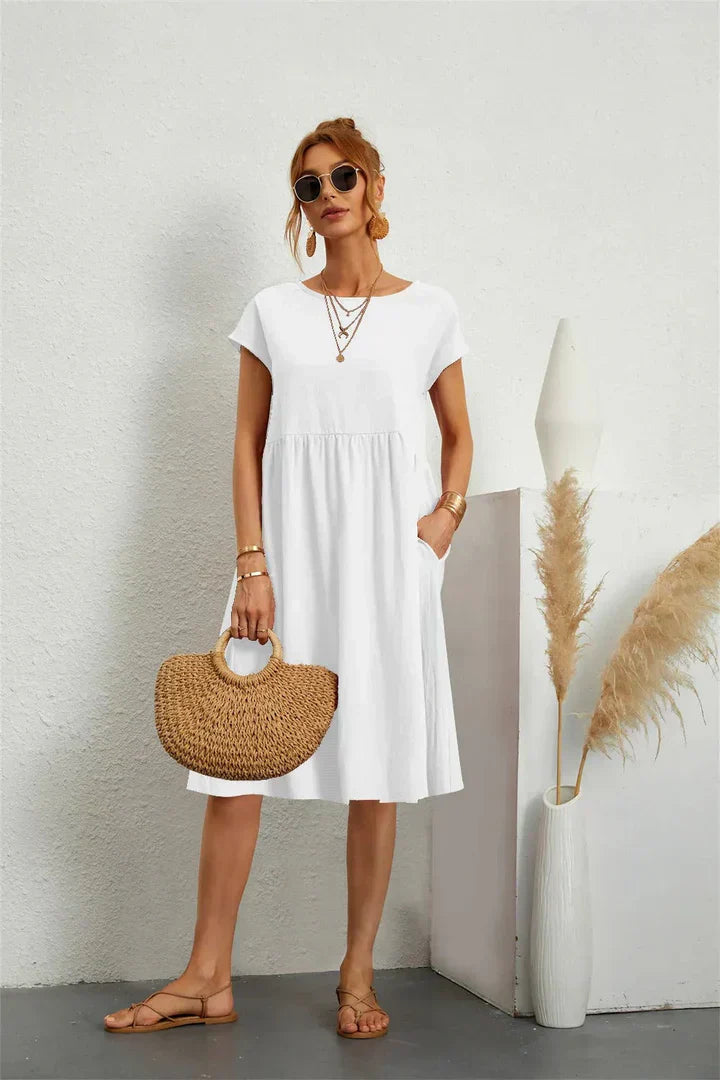 Minimalist Short Sleeve Dress with Functional Pockets