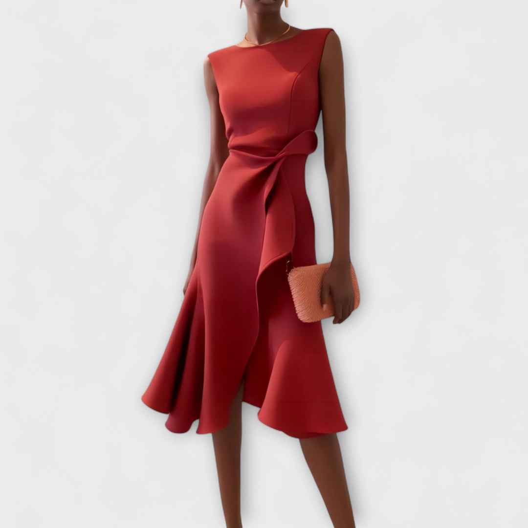 Sheila - Women's Draped Asymmetric Midi Dress