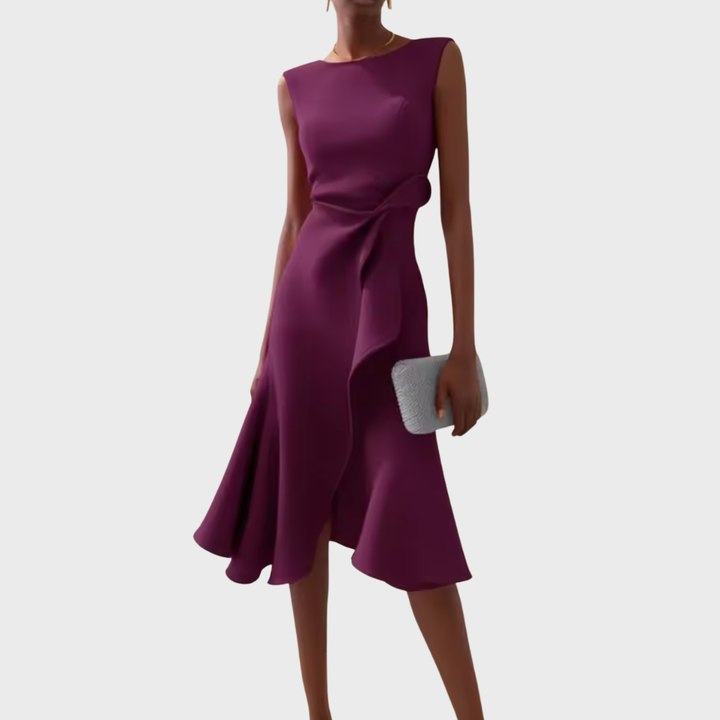 Sheila - Women's Draped Asymmetric Midi Dress