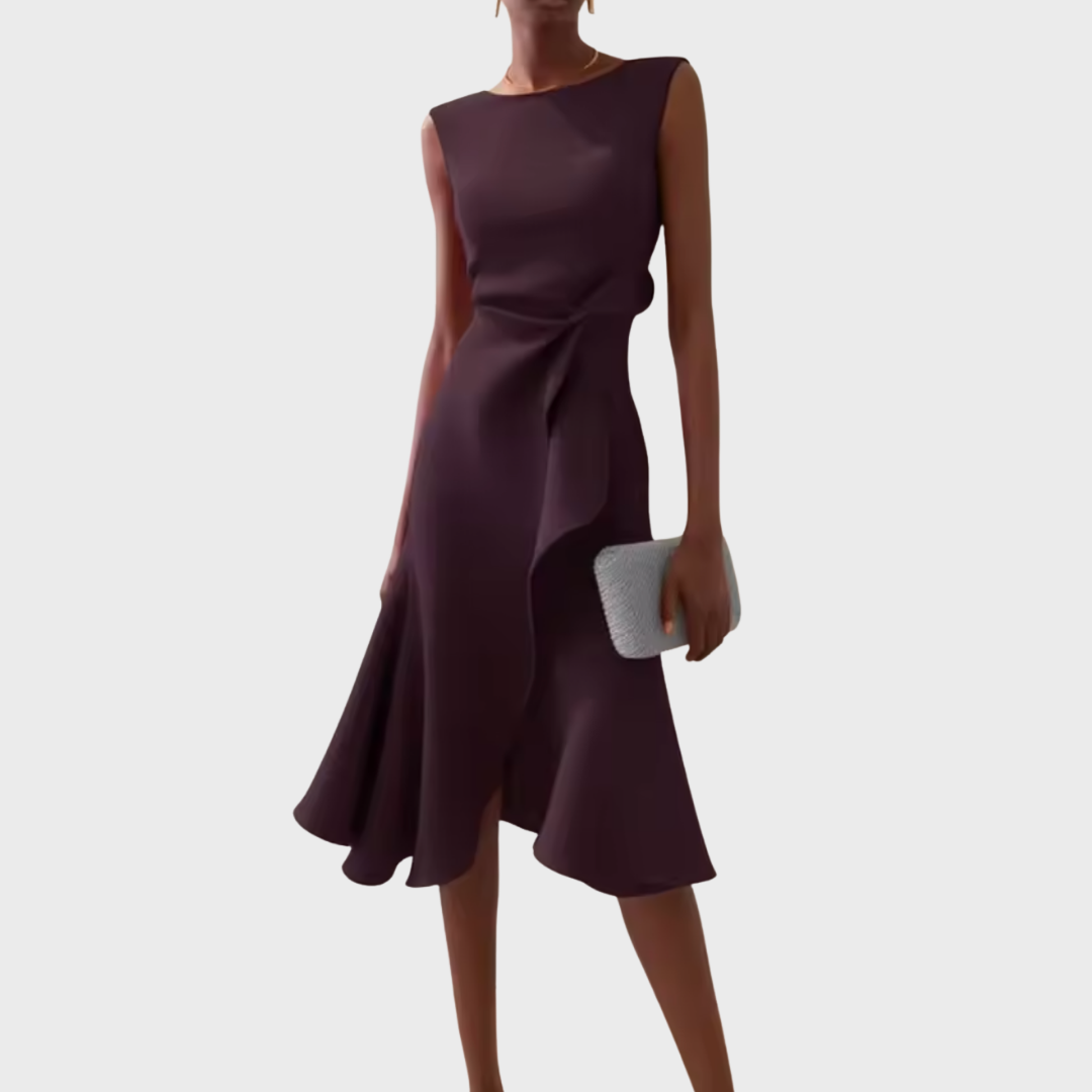 Sheila - Women's Draped Asymmetric Midi Dress
