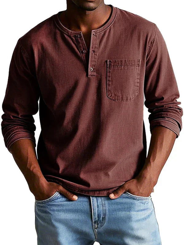 Ethan | Men’s Casual Long Sleeve Henley Shirt