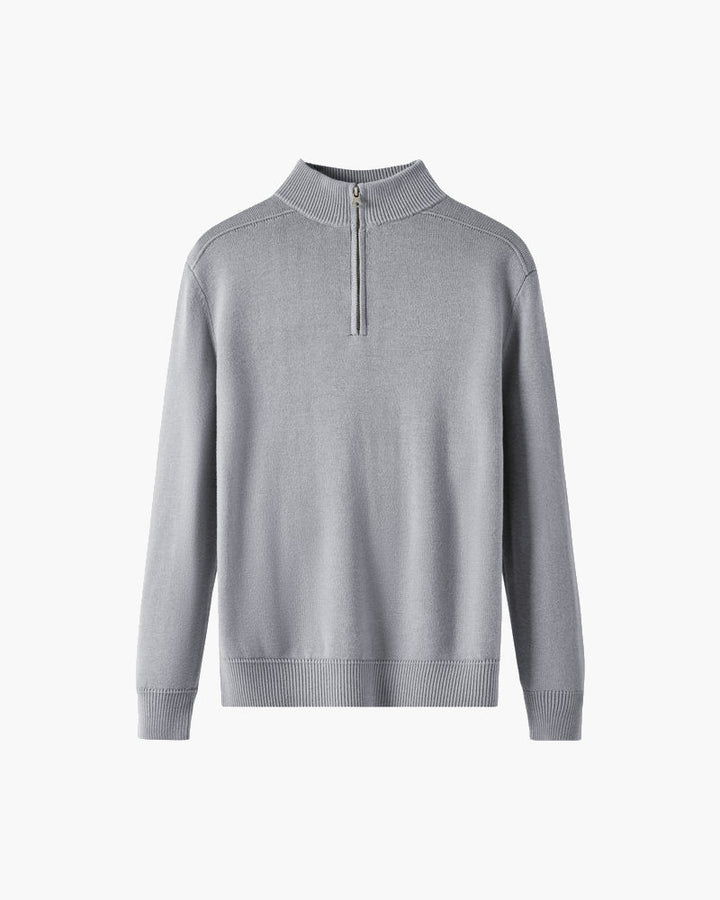 Men's Merino Wool Quarter Zip Jumper - Gray