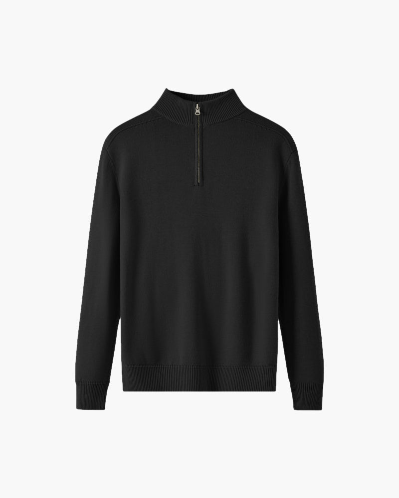 Men's Merino Wool Quarter Zip Jumper - Black