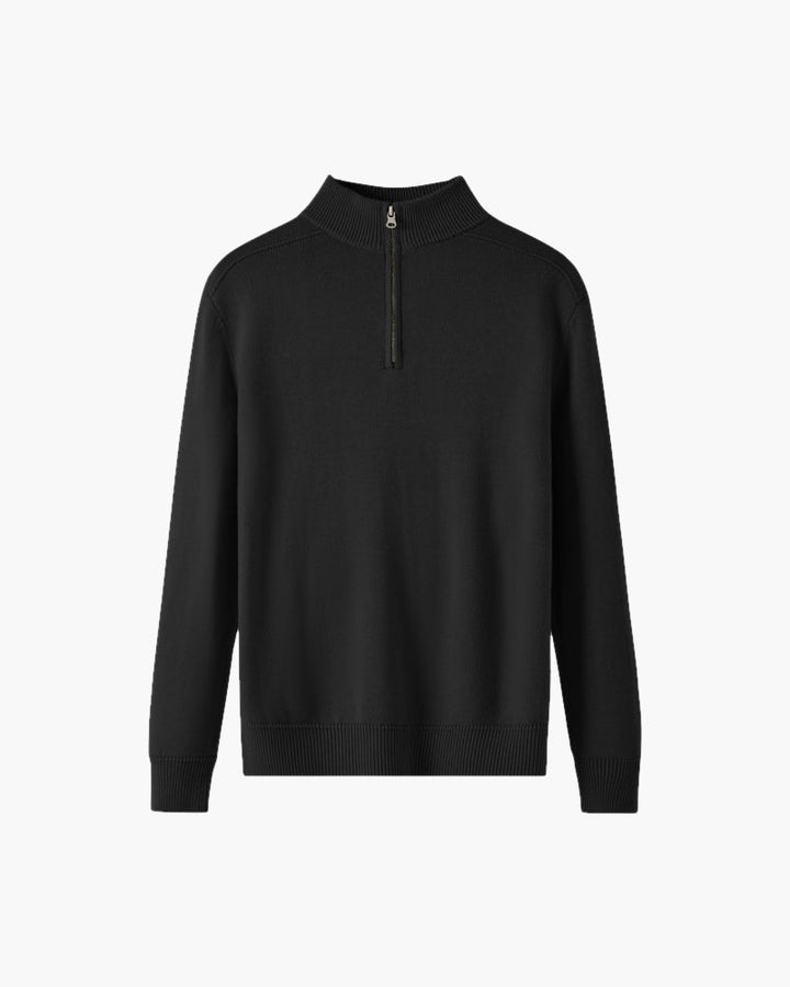 Men's Merino Wool Quarter Zip Jumper - Black