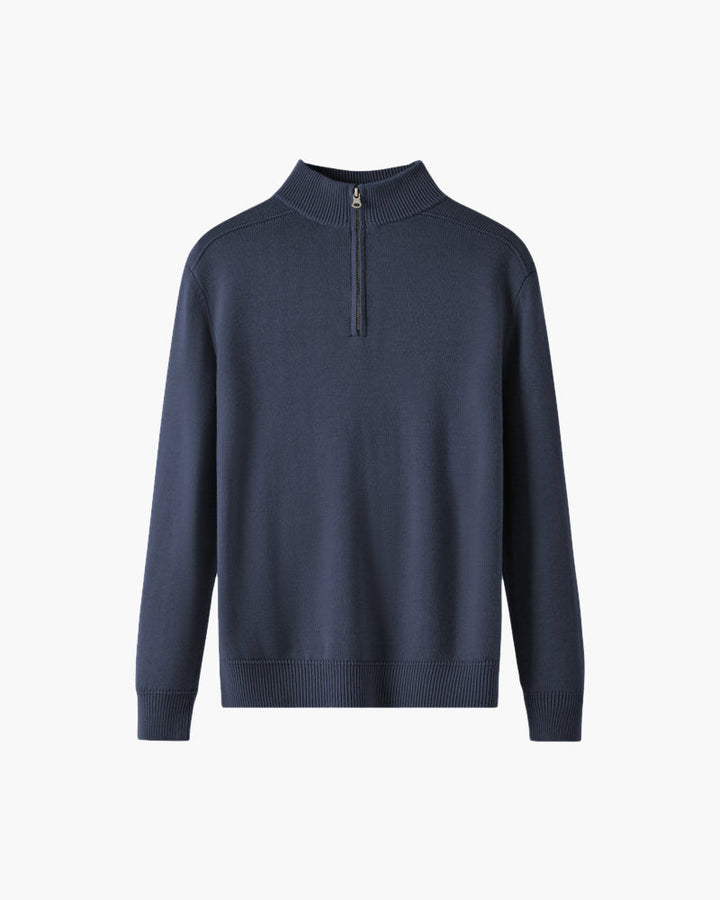 Men's Merino Wool Quarter Zip Jumper - Navy