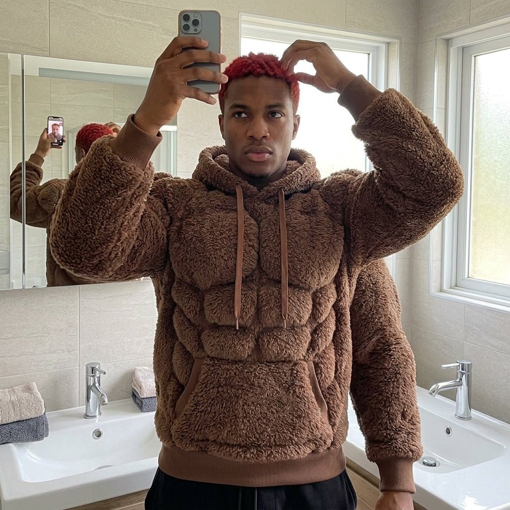 Titan Sherpa Muscle Hoodie | Padded Six Pack Fleece Pullover