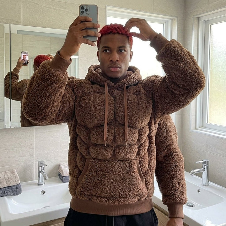 Titan Sherpa Muscle Hoodie | Padded Six Pack Fleece Pullover