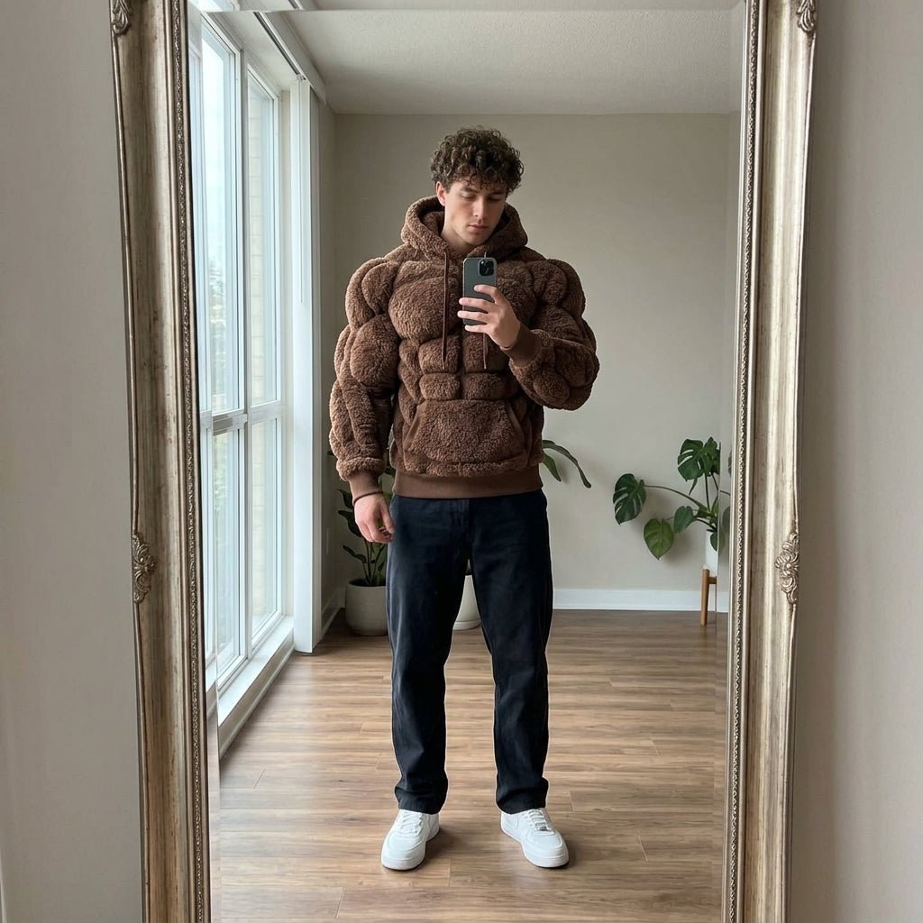 Titan Sherpa Muscle Hoodie | Padded Six Pack Fleece Pullover