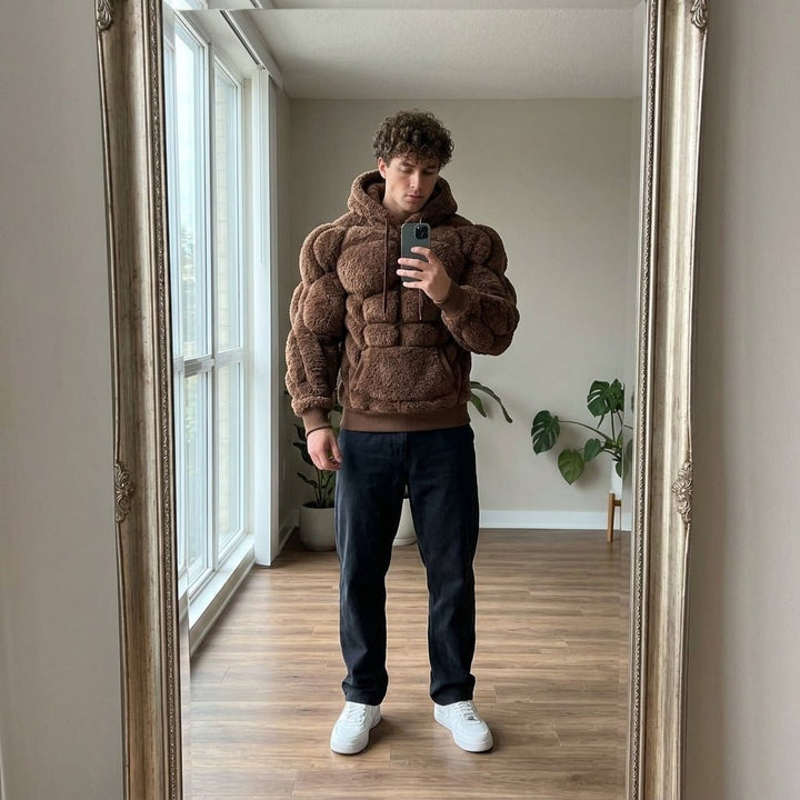 Titan Sherpa Muscle Hoodie | Padded Six Pack Fleece Pullover