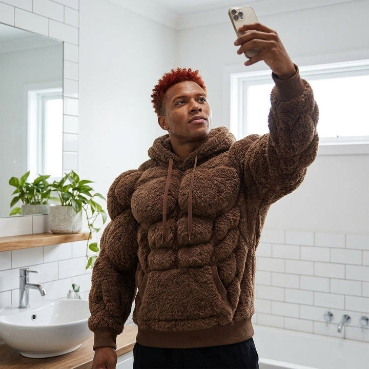 Titan Sherpa Muscle Hoodie | Padded Six Pack Fleece Pullover