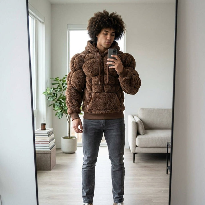 Titan Sherpa Muscle Hoodie | Padded Six Pack Fleece Pullover
