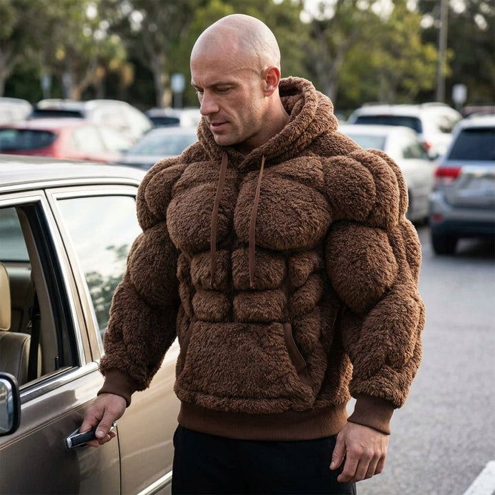 Titan Sherpa Muscle Hoodie | Padded Six Pack Fleece Pullover