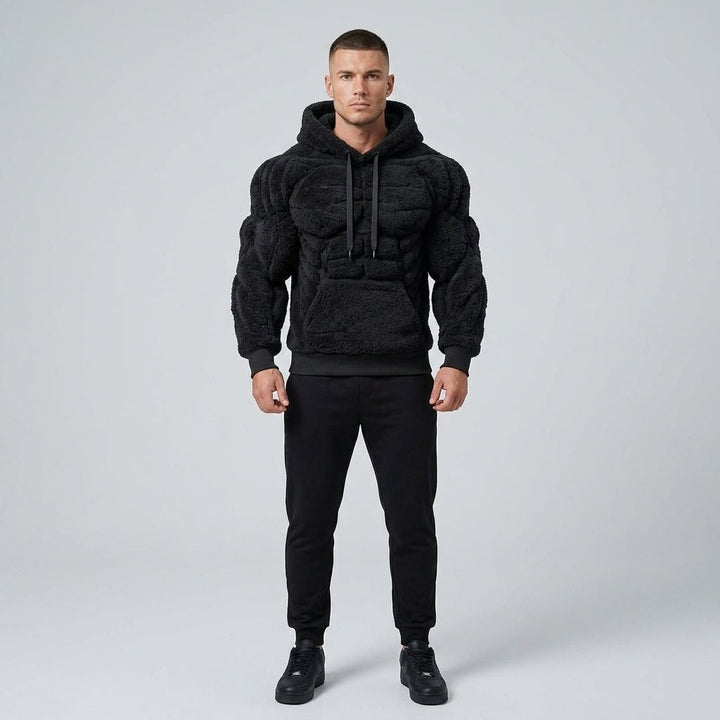 Titan Sherpa Muscle Hoodie | Padded Six Pack Fleece Pullover