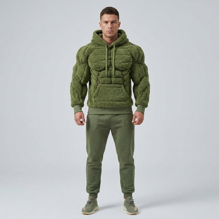Titan Sherpa Muscle Hoodie | Padded Six Pack Fleece Pullover