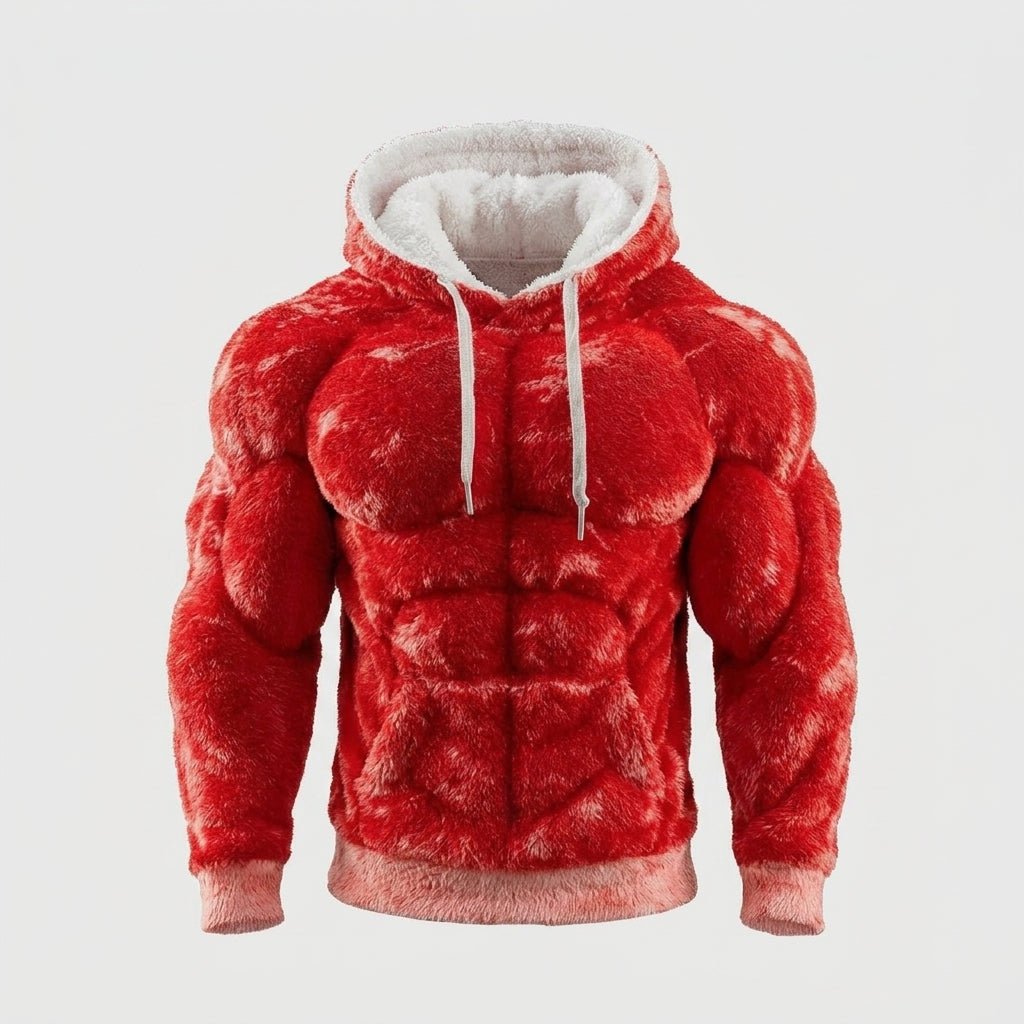 Titan Sherpa Muscle Hoodie | Padded Six Pack Fleece Pullover