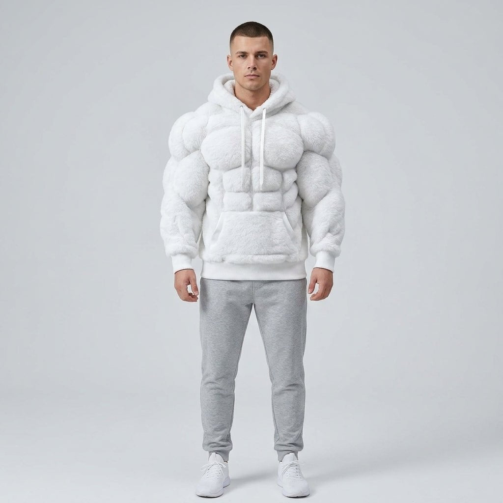 Titan Sherpa Muscle Hoodie | Padded Six Pack Fleece Pullover