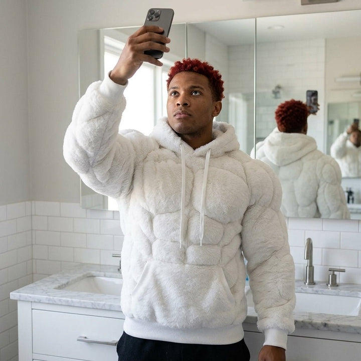 Titan Sherpa Muscle Hoodie | Padded Six Pack Fleece Pullover