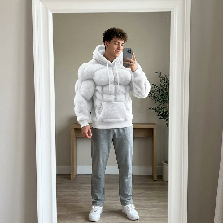 Titan Sherpa Muscle Hoodie | Padded Six Pack Fleece Pullover