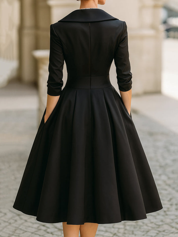 Mariah | Women's Elegant Midi Dress with Portrait Collar