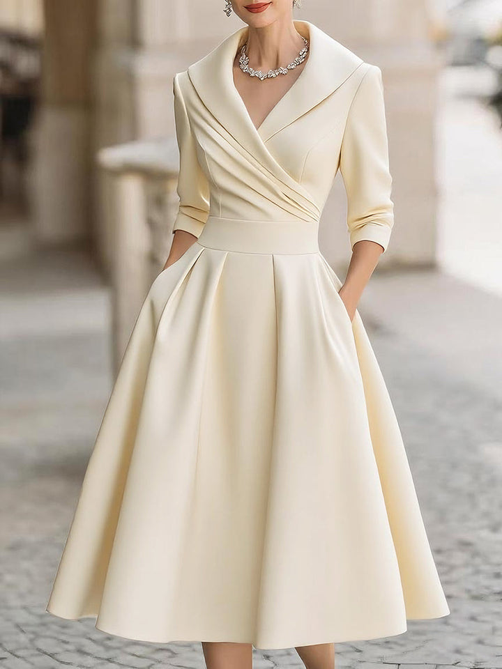 Mariah | Women's Elegant Midi Dress with Portrait Collar