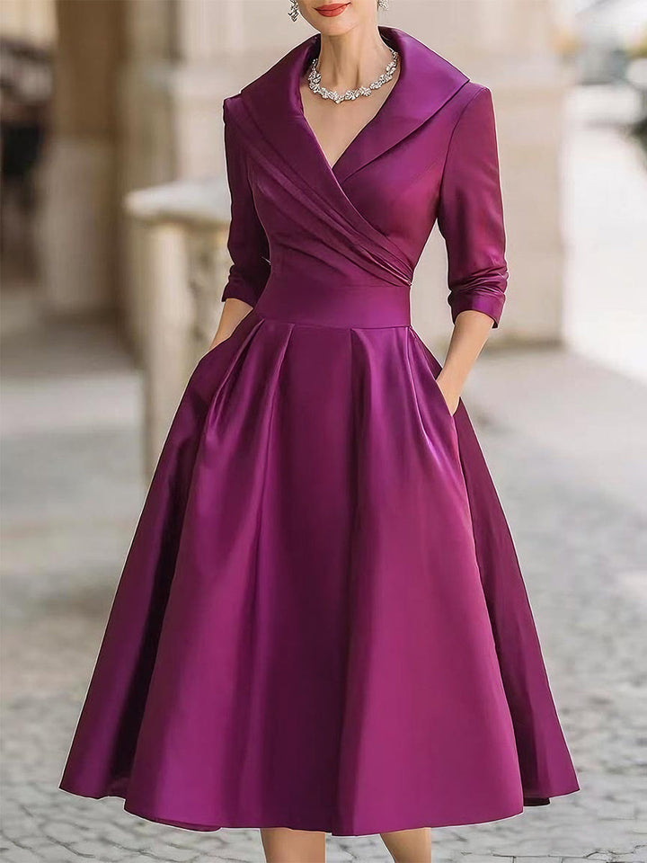 Mariah | Women's Elegant Midi Dress with Portrait Collar