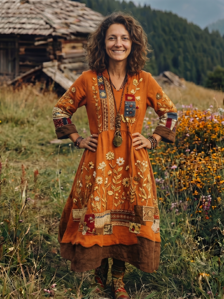 Women's Longline Long Sleeve Midi Dress – Orange