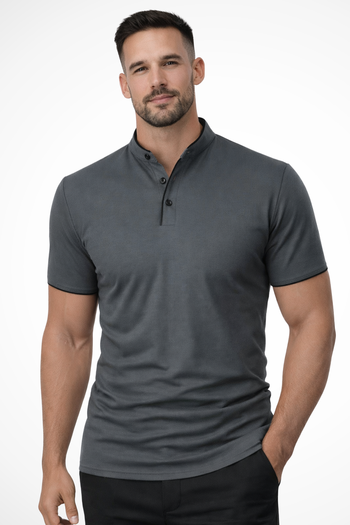 Rafferty | Men Collarless Short Sleeve Polo Shirt