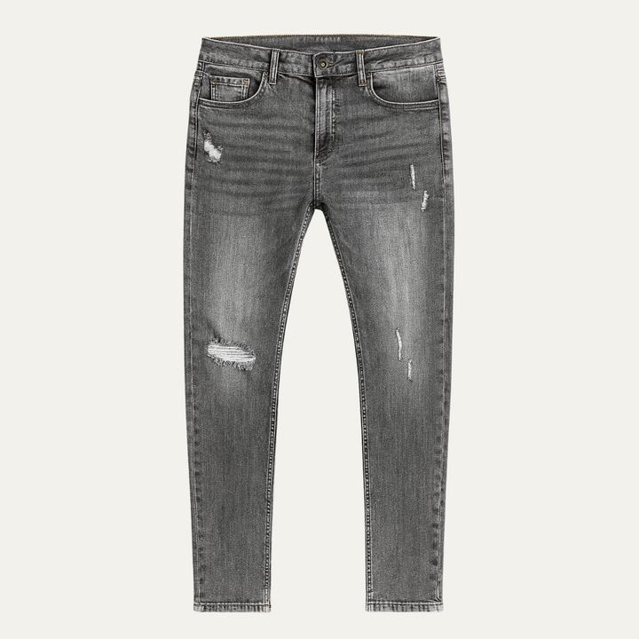 Men's Grey Denim Jeans with Slim Fit and Side Pockets