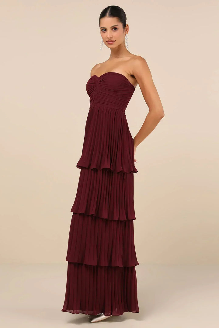 Hayley - Ruffled Pleated Maxi Dress