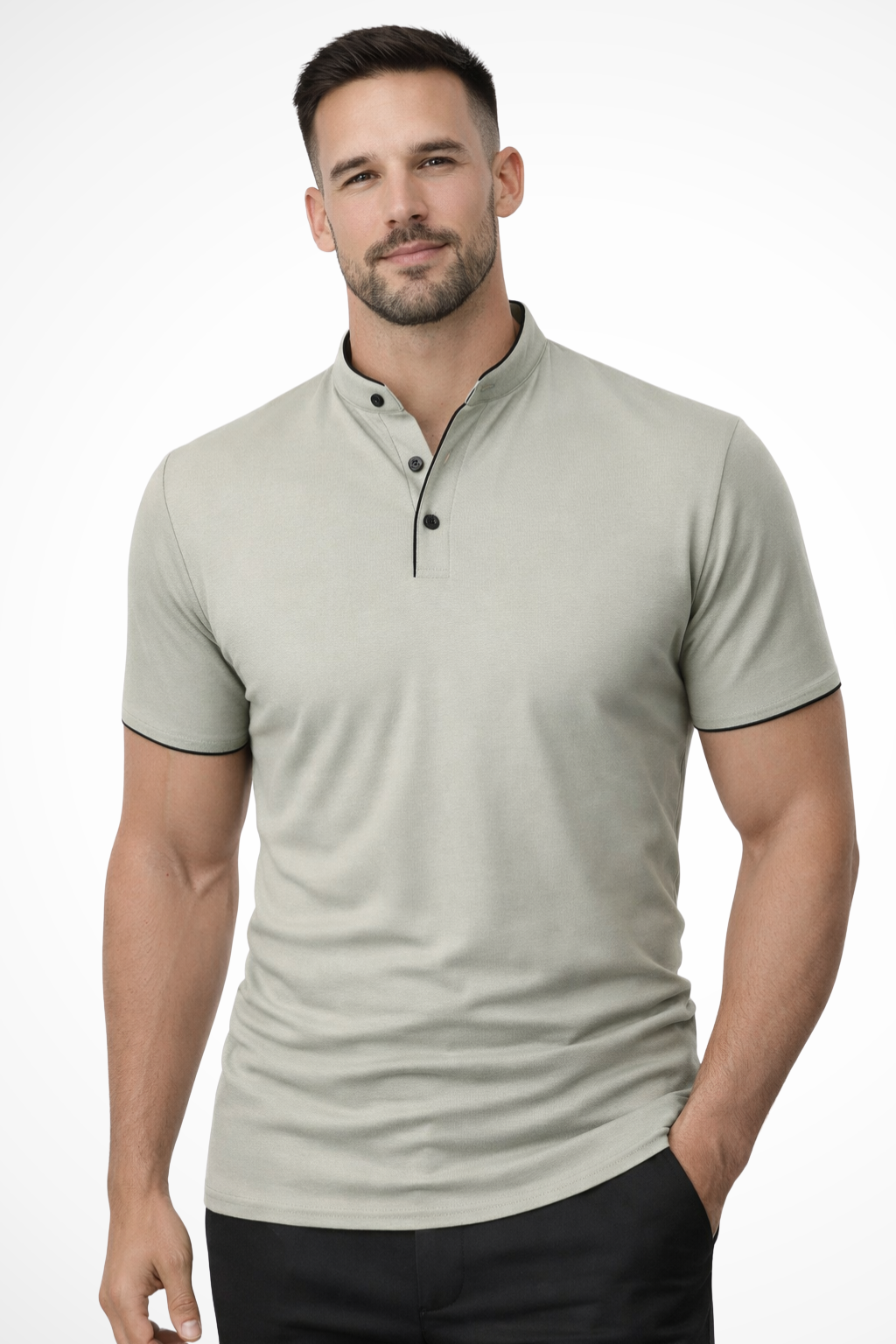 Rafferty | Men Collarless Short Sleeve Polo Shirt