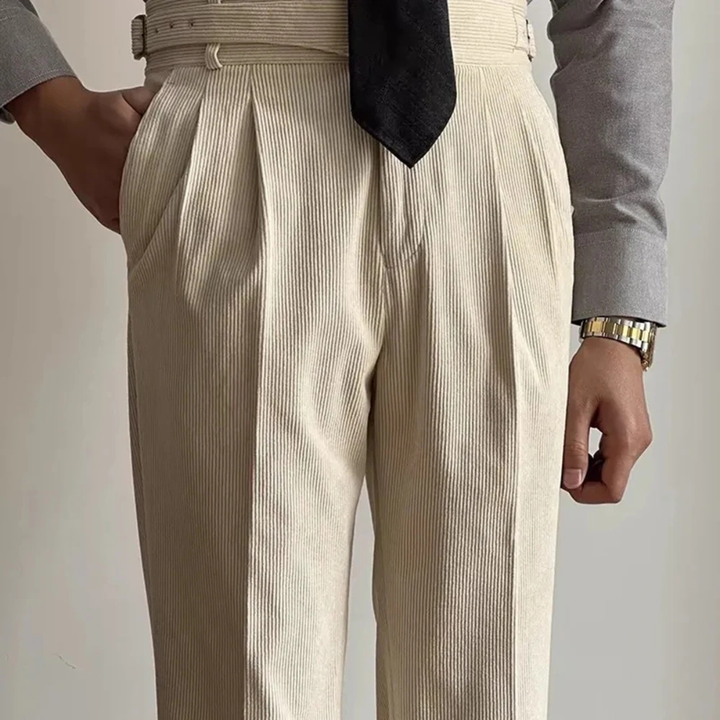 Men's Corduroy Trousers with Side Pockets and Relaxed Fit