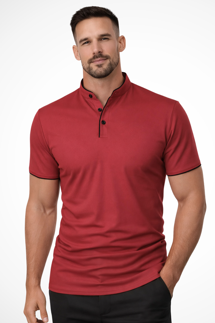 Rafferty | Men Collarless Short Sleeve Polo Shirt