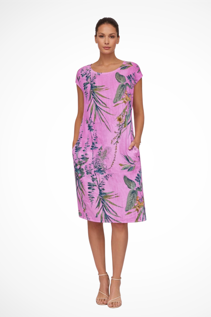 Relaxed Fit Women’s Summer Dress with Botanical Print