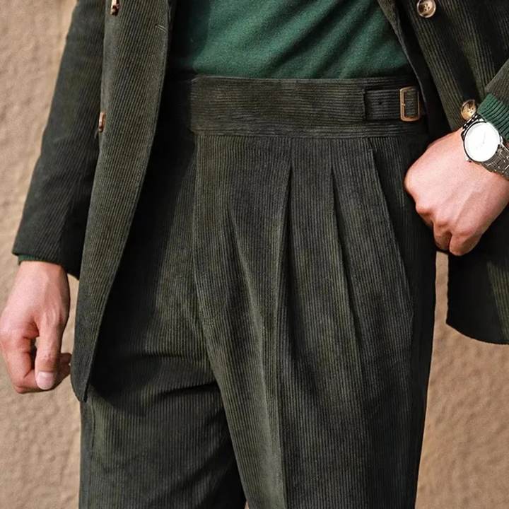 Men's Corduroy Trousers with Side Pockets and Relaxed Fit