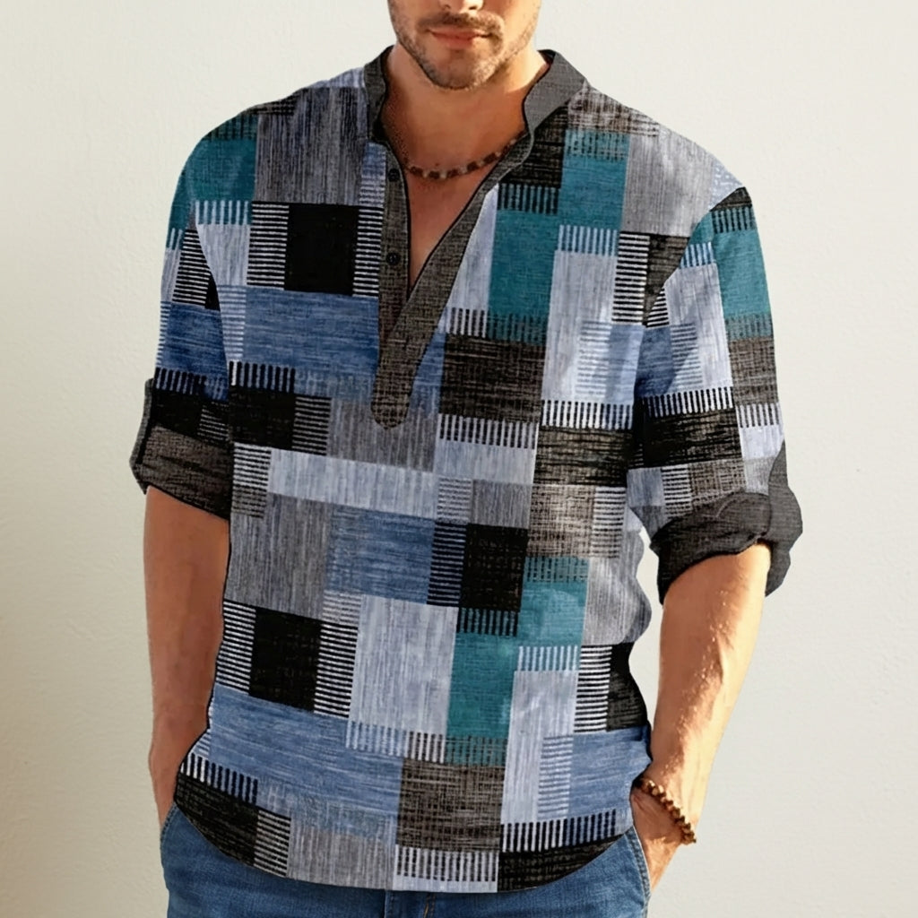 Frudo Color Block Henley Shirt