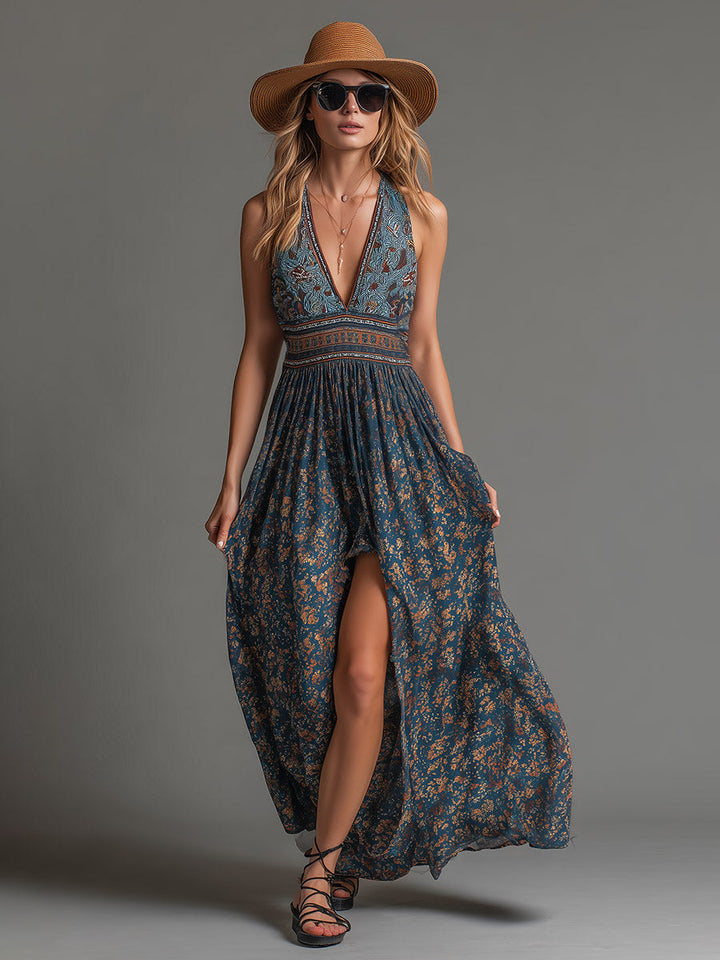 Evadine - Women's Floral Chiffon Maxi Dress Bohemian