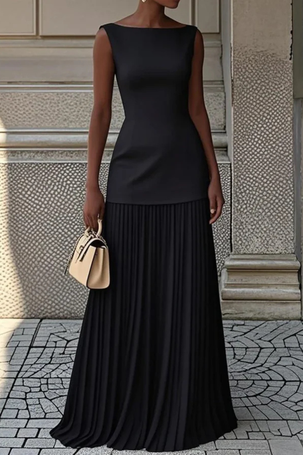 Elegant Pleated Maxi Dress