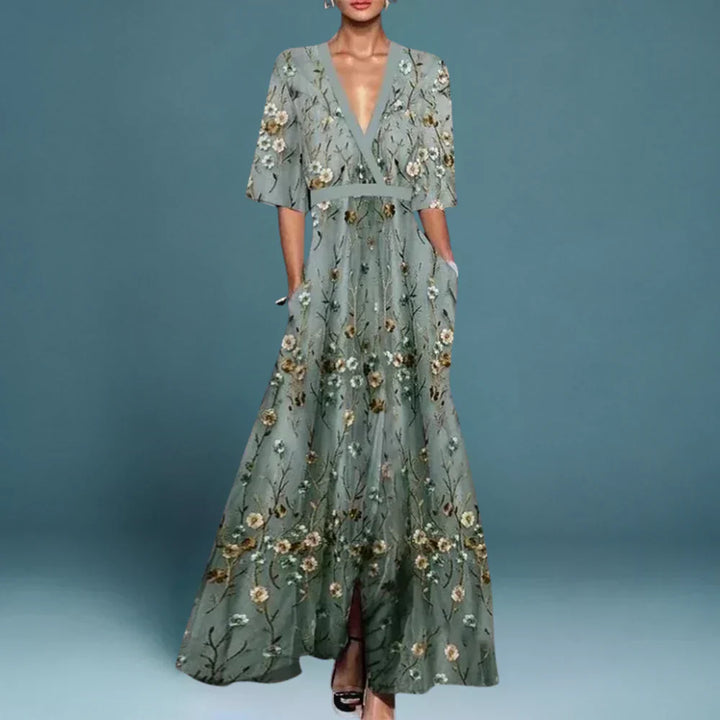 Jill - Women's Floral Maxi Dress Flowing Fit
