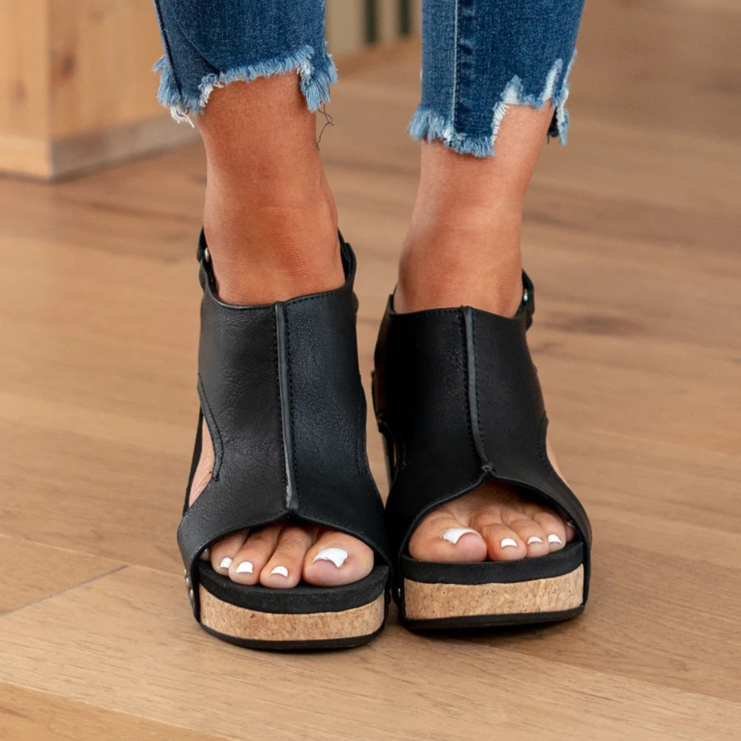 Women's Comfort Wedge Sandals with Slingback Strap