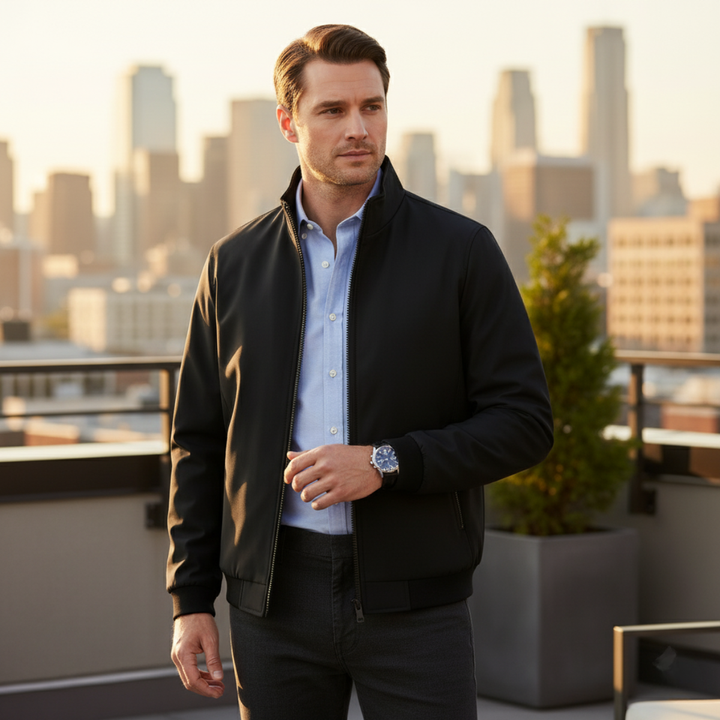 Men's Jacket with Zip Front and Relaxed Fit