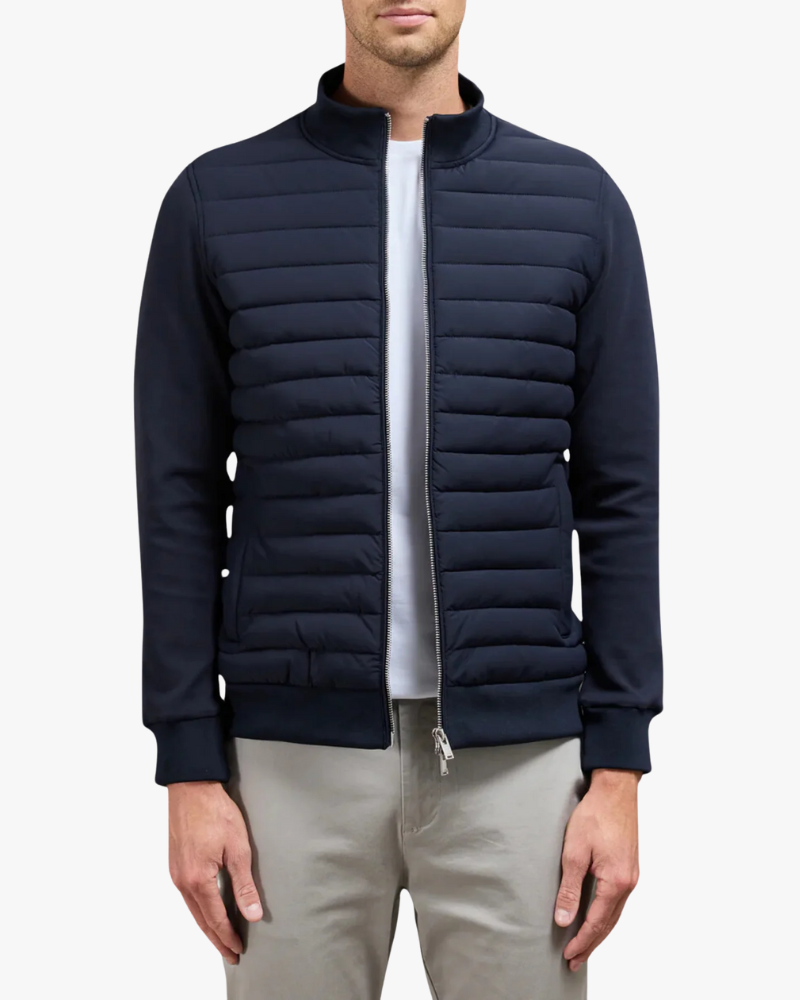 Men's Quilted Zip Jacket with Stand Collar