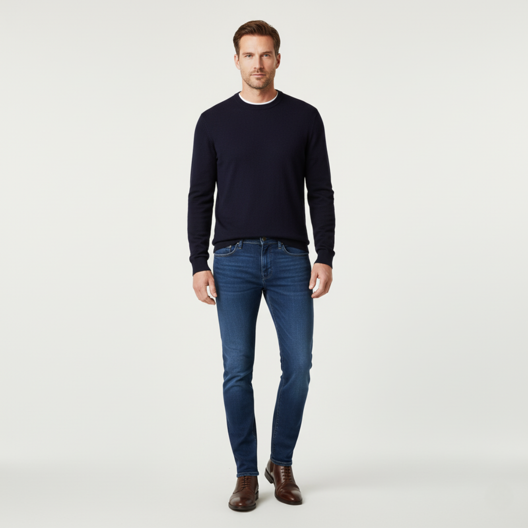Men's Denim Jeans with Slim Fit and Side Pockets