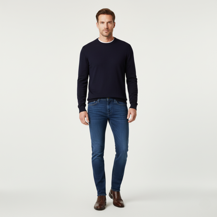 Men's Denim Jeans with Slim Fit and Side Pockets