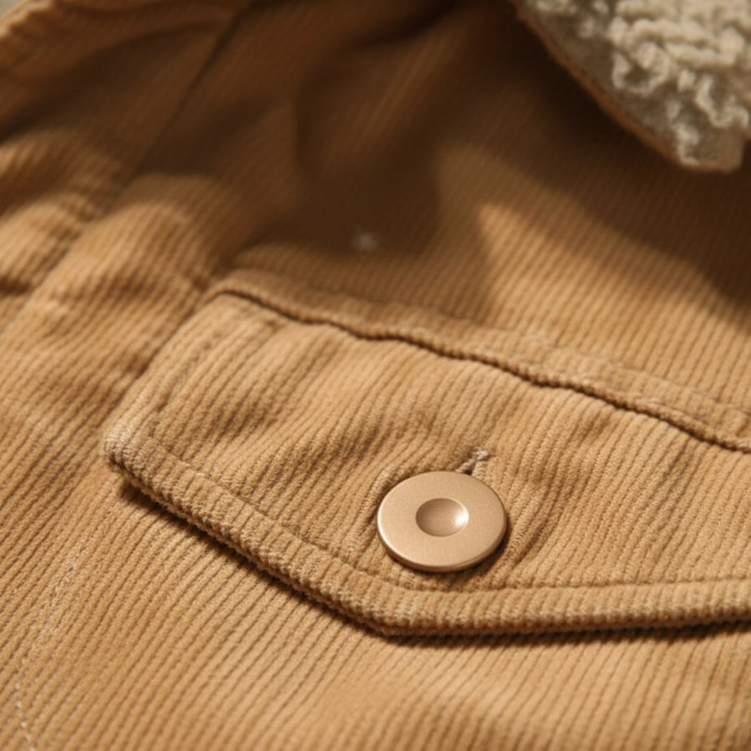 Men's Corduroy Jacket with Button Front and Side Pockets