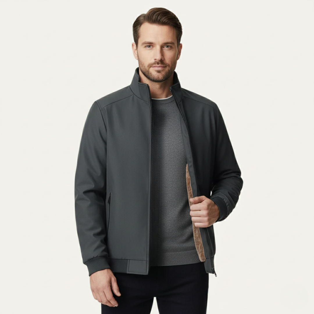 Men's Jacket with Zip Front and Relaxed Fit