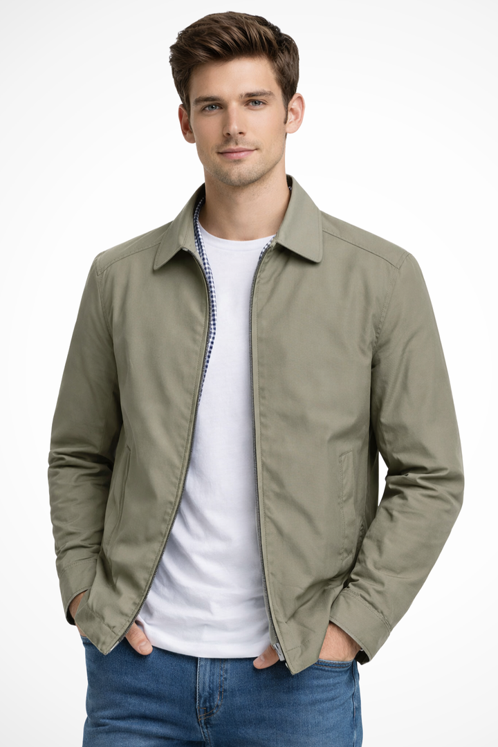 Alastair | Men Collared Harrington Jacket with Check Lining