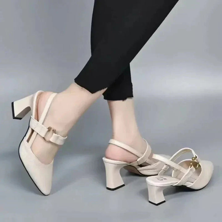 Women's Beige Buckle Sandals with Arch Support for Everyday Wear