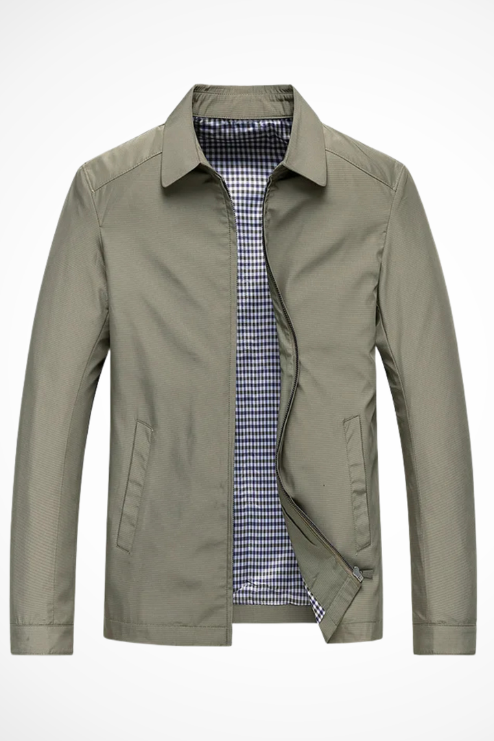 Alastair | Men Collared Harrington Jacket with Check Lining